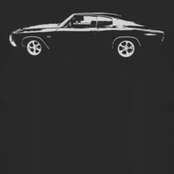 1971 CHEVELLE Side View White Graphic Dark T Shirt