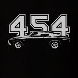 1971 CHEVELLE Side View White Graphic Engine Size Dark T Shirt