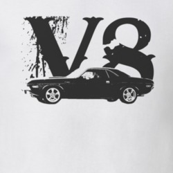 1971 DODGE CHALLENGER Side Black Graphic V8 Light T Shirt
