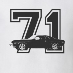 1971 DODGE CHALLENGER_Side Black Graphic Year Light T Shirt