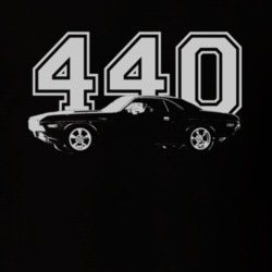 1971 DODGE CHALLENGER Side White Graphic Engine Size Dark T Shirt