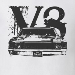 1972 Chevelle Grill Black Graphic V8 Light T Shirt