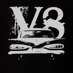 1959 CHEVY BISCAYNE Rear White Graphic V8 Dark T Shirt