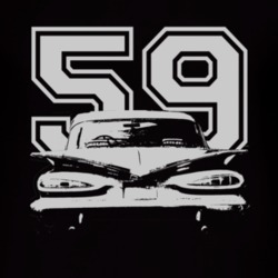 1959 CHEVY BISCAYNE Rear White Graphic Year Dark T Shirt