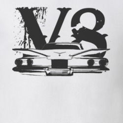 1960 CHEVY BISCAYNE Black Graphic Rear View V8 Light T Shirt