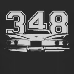 1960 CHEVY BISCAYNE White Graphic Rear View Engine Size Dark T Shirt