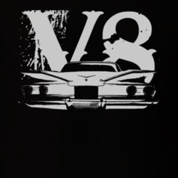 1960 CHEVY BISCAYNE White Graphic Rear View V8 Dark T Shirt
