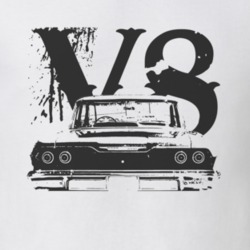 1963 CHEVY BISCAYNE Rear Black Graphic V8 Light T Shirt