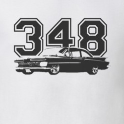 1959 CHEVY BISCAYNE Side View Black Graphic Engine Size Light T Shirt