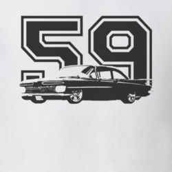 1959 CHEVY BISCAYNE Side View Black Graphic Year Light T Shirt