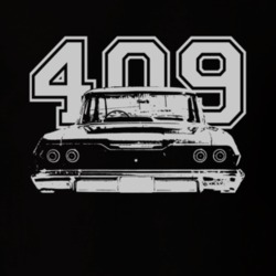 1963 CHEVY BISCAYNE Rear White Graphic Engine Size Dark T Shirt