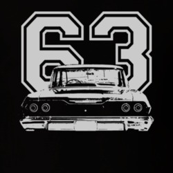 1963 CHEVY BISCAYNE Rear White Graphic Year Dark T Shirt