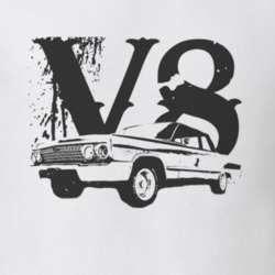 1963 CHEVY BISCAYNE Side View Black Grapic V8 Light T Shirt