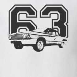 1963 CHEVY BISCAYNE Side View Black Grapic Year Light T Shirt