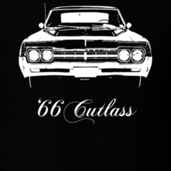 1966 Cutlass Grill View With Model And Year Dark Color T Shirt