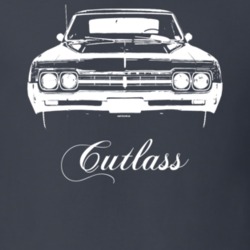1966 Cutlass Grill View With Model Dark Color T Shirt