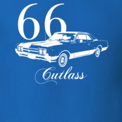 1966 Cutlass Side View With Year and Model Dark Color T Shirt