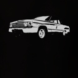 1963 CHEVY BISCAYNE Side View White Grapic Dark T Shirt