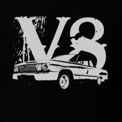 1963 CHEVY BISCAYNE Side View White Grapic V8 Dark T Shirt
