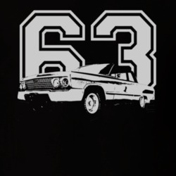 1963 CHEVY BISCAYNE Side View White Grapic Year Dark T Shirt