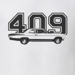1965 CHEVY BISCAYNE Side View Black Graphic Engine Size Light T Shirt