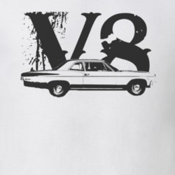 1965 CHEVY BISCAYNE Side View Black Graphic V8 Light T Shirt