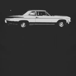 1965 CHEVY BISCAYNE Side View White Graphic Dark T Shirt