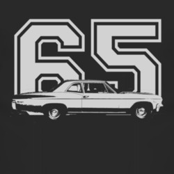 1965 CHEVY BISCAYNE Side View White Graphic Year Dark T Shirt