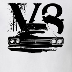 1969 Plymouth Roadrunner Grill View V8 Faded Look Light T Shirt