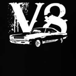 1969 Plymouth Roadrunner Side View V8 Faded Look Dark T Shirt