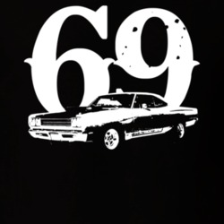 1969 Plymouth Roadrunner Side View With Year Faded Look Dark T Shirt