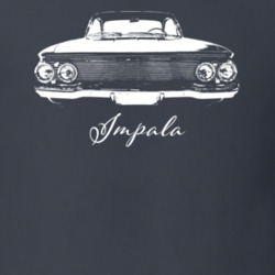1961 Impala Bubble Top Grill View With Model Dark Color T Shirt