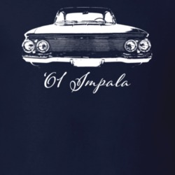 1961 Impala Bubble Top Grill View With Model Year Dark Color T Shirt