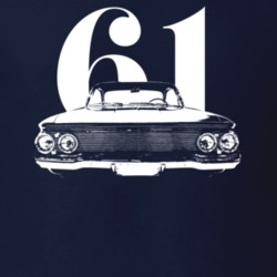 1961 Impala Bubble Top Grill View With Year Dark Color T Shirt