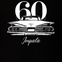 1960 Impala Rear View With Year And Model Dark Color T Shirt