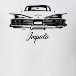 1960 Impala Rear View With Model Light Color T Shirt