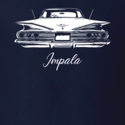 1960 Impala Rear View With Model Dark Color T Shirt
