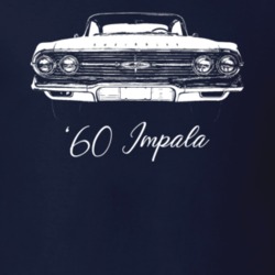 1960 Impala Grill View With Model Year Dark Color T Shirt