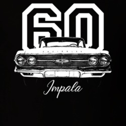1960 Impala Grill View With Year And Model Dark Color T Shirt