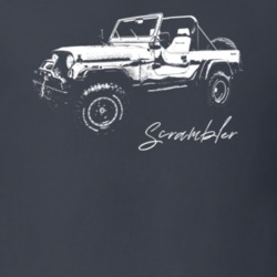 1984 Scrambler Side View With Model Script Dark Color T Shirt