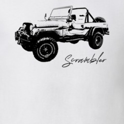 1984 Scrambler Side View With Model Script Light Color T Shirt