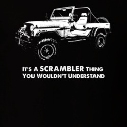 1984 Scrambler Side View With Slogan Dark Color T Shirt