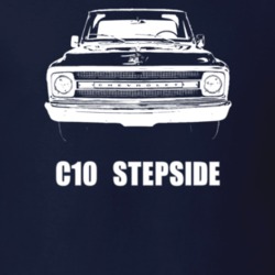 1970 C10 Stepside Grill View With Model Stepside Dark Color T Shirt