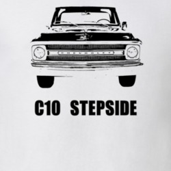 1970 C10 Stepside Grill View With Model Stepside Light Color T Shirt
