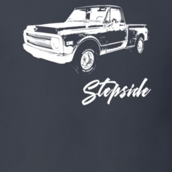 1970 C10 Stepside Angle View With Stepside Dark Color T Shirt