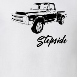 1970 C10 Stepside Angle View With Stepside Light Color T Shirt