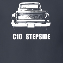 1970 C10 Stepside Rear View With Model Stepside Dark Color T Shirt