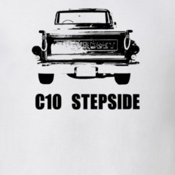 1970 C10 Stepside Rear View With Model Stepside Light Color T Shirt