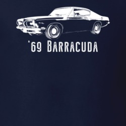 1969 Barracuda Side View With Model And Year Dark Color T Shirt