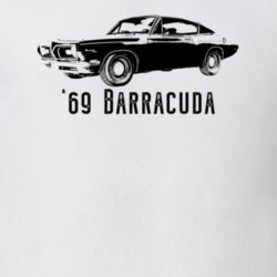 1969 Barracuda Side View With Model And Year Light Color T Shirt